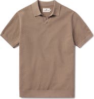 The Normal Brand Robles Johnny Collar Textured Cotton Jacquard Polo Sweater