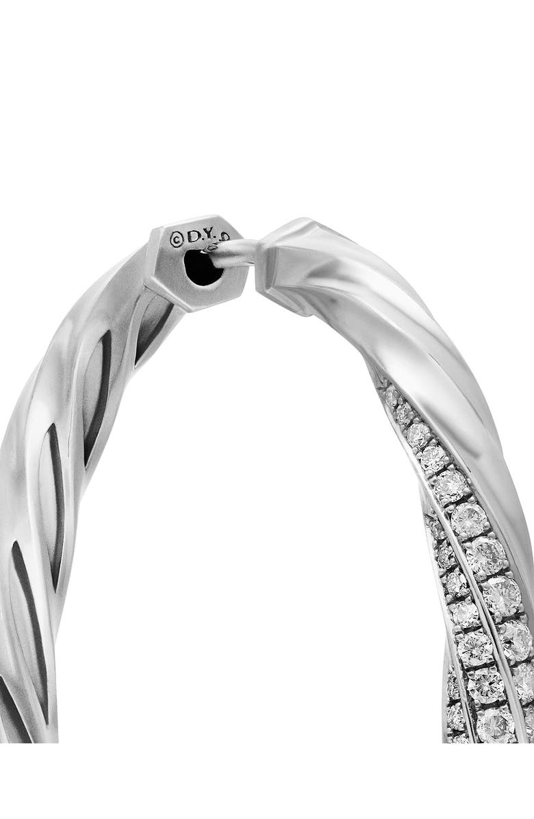 David Yurman Cable Edge<sup>™</sup> Hoop Earrings in Recycled Sterling Silver with Pavé Diamonds, Alternate, color, Sterling Silver Recycled