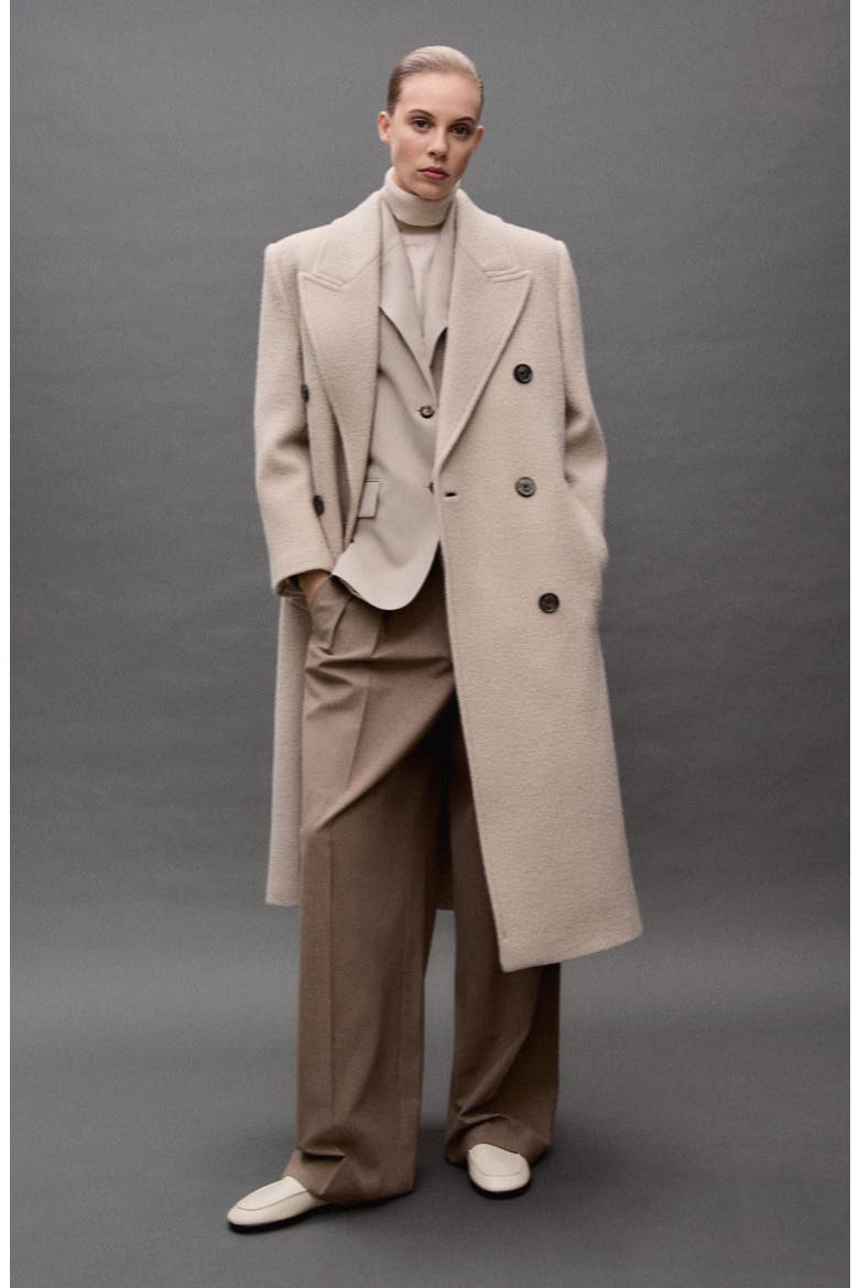 Double Breasted Wool Coat, Alternate, color, LIGHT/ PASTEL GREY