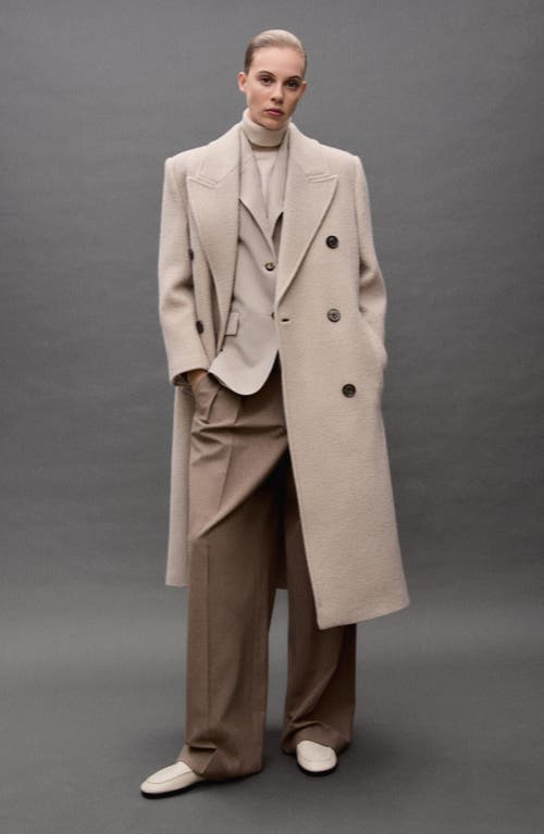 Shop Mango Double Breasted Wool Coat In Light/pastel Grey