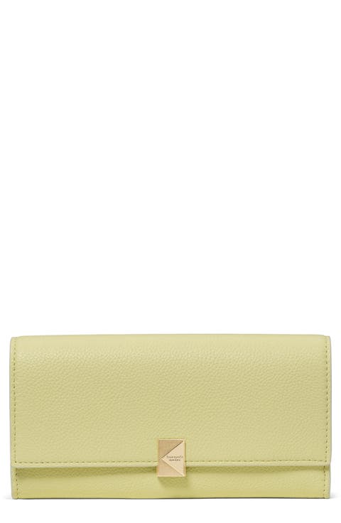 deco large pebbled leather flat wallet
