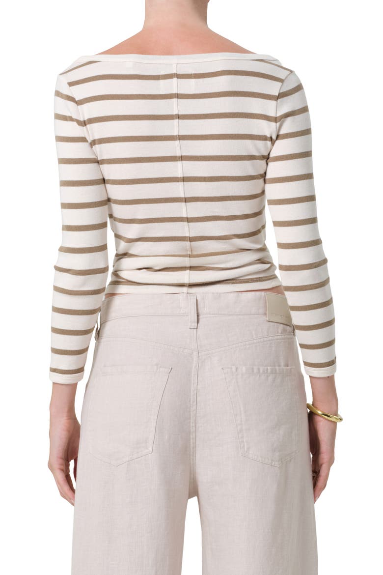 Stripe Boat Neck Long Sleeve Rib T-Shirt, Alternate, color, GINGER STRIPE