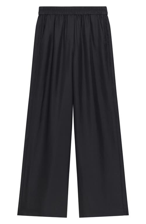 Theory Wide Leg Silk Pants In White