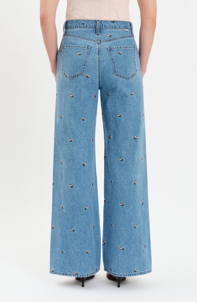DAZE Farout Floral Embroidered Wide Leg Jeans, Alternate, color, Fated
