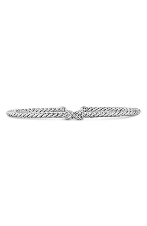 Micro Cable Flex® X Bracelet in Sterling Silver with Diamonds, 2.6mm