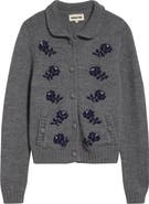 Shushu/Tong Beaded Floral Wool Cardigan
