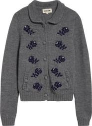 Shushu/Tong Beaded Floral Wool Cardigan