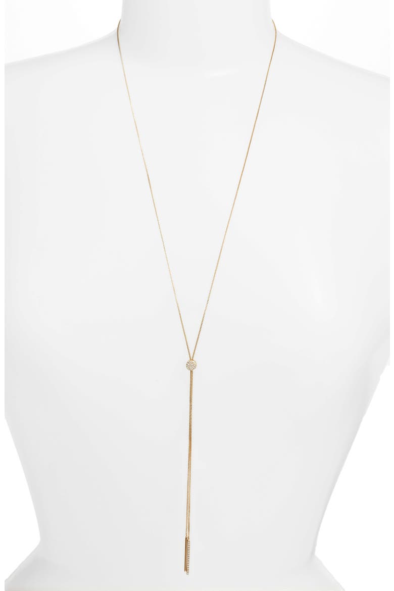 Pavé Slide Bolo Necklace, Main, color, CLEAR- GOLD