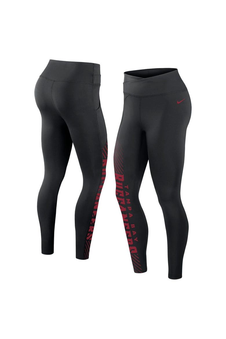 Women's Nike Black Tampa Bay Buccaneers Yard Line Crossover Leggings, Main, color, Black