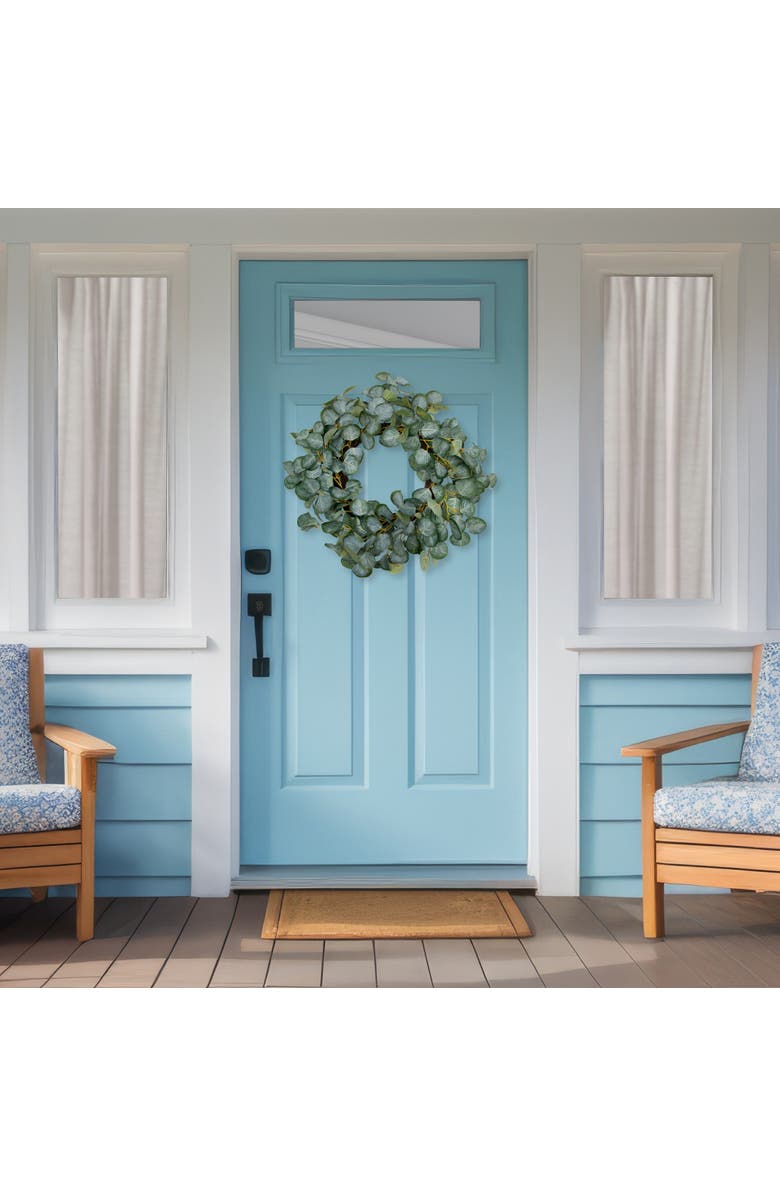 Northlight Eucalyptus Leaves Artificial Botanical Spring Wreath - 20", Alternate, color, Green