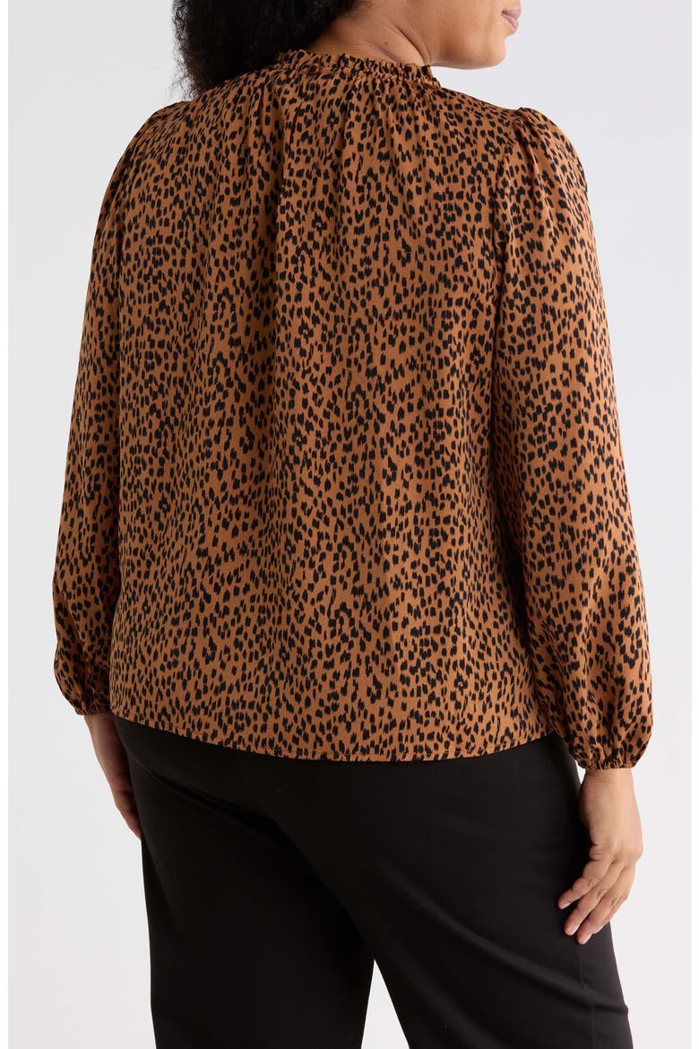 Ruffle Neck Long Sleeve Top, Alternate, color, LEOPARD