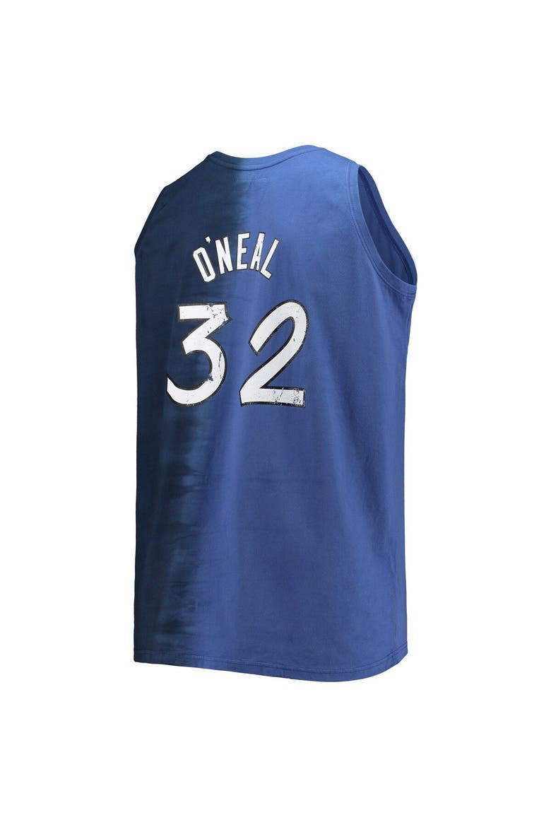 Men's Mitchell & Ness Shaquille O'Neal Blue/Navy Orlando Magic Big & Tall Profile Tie-Dye Player Tank Top, Alternate, color, Blue