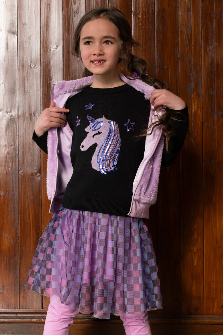 Organic Cotton Glitter Graphic Jersey T-Shirt, Alternate, color, Black and Mauve