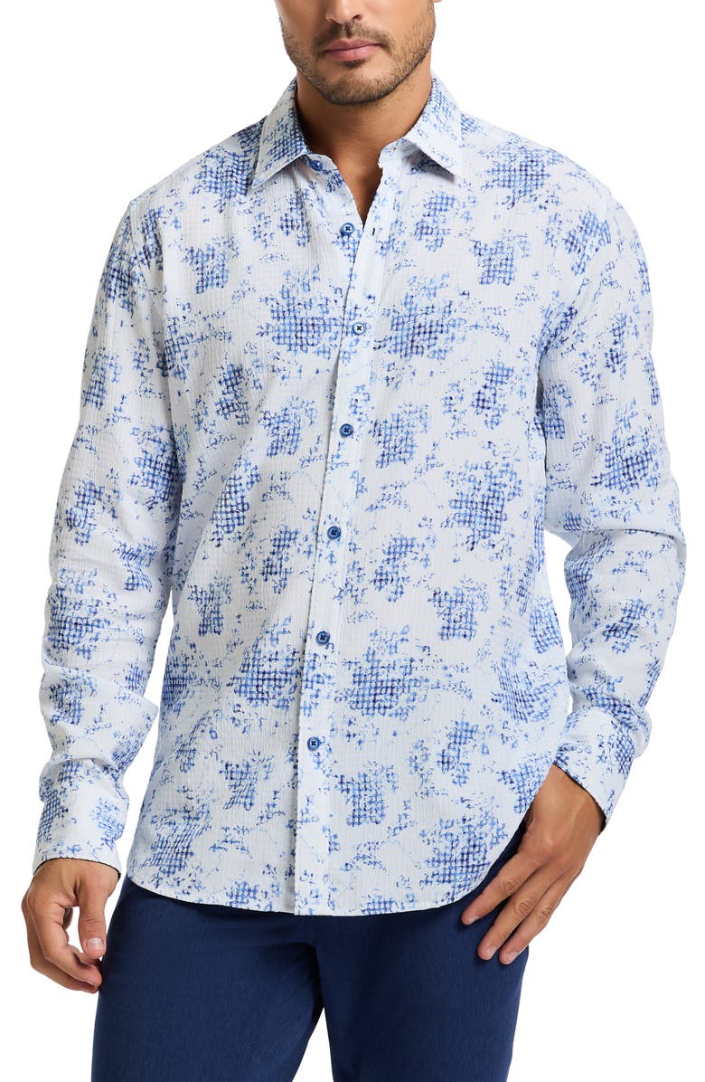 Robert Graham Angola Classic Fit Floral Jacquard Button-Up Shirt, Alternate, color, Blue