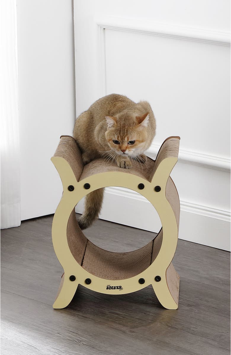 The Licker Store Nyan Modern Cardboard Tunnel Cat Scratcher with Catnip, Alternate, color, Almond