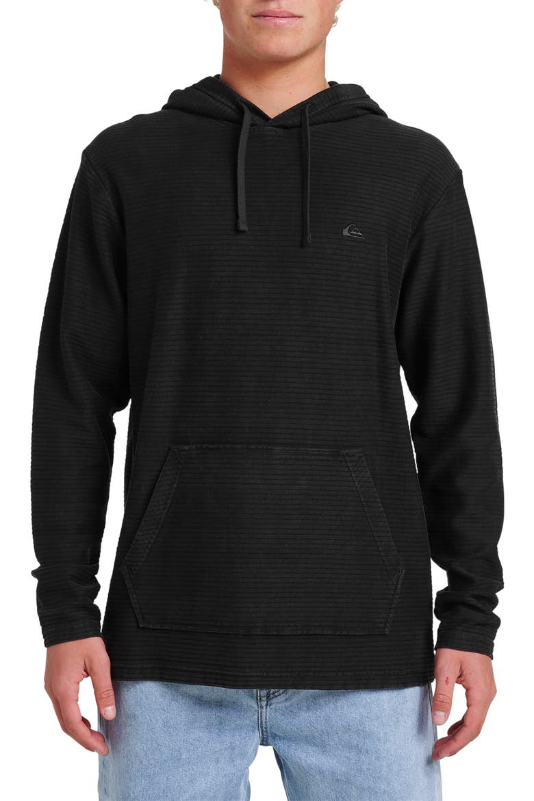 Alamitos Stripe Long Sleeve Hooded Top, Main, color, BLACK
