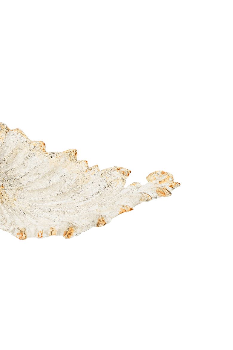 Leaf Trinket Dish Antique White Cast Iron, Alternate, color, White
