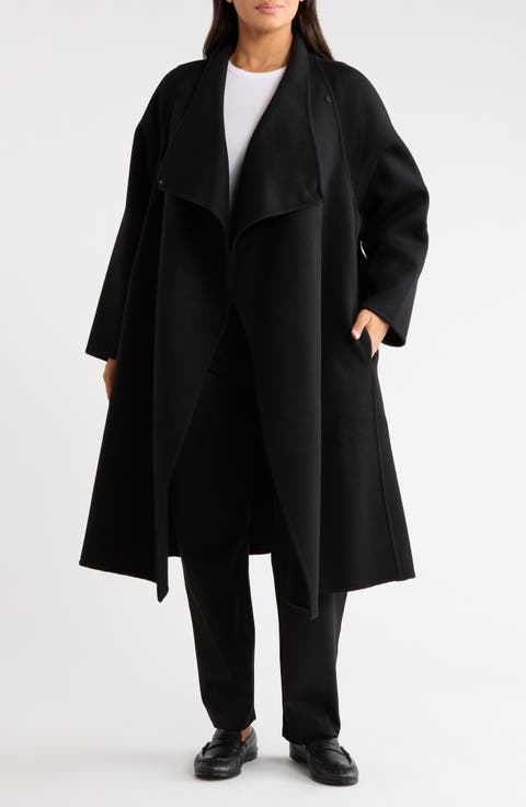 Drape Neck Wool Coat