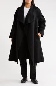 Eileen Fisher Drape Neck Wool Coat