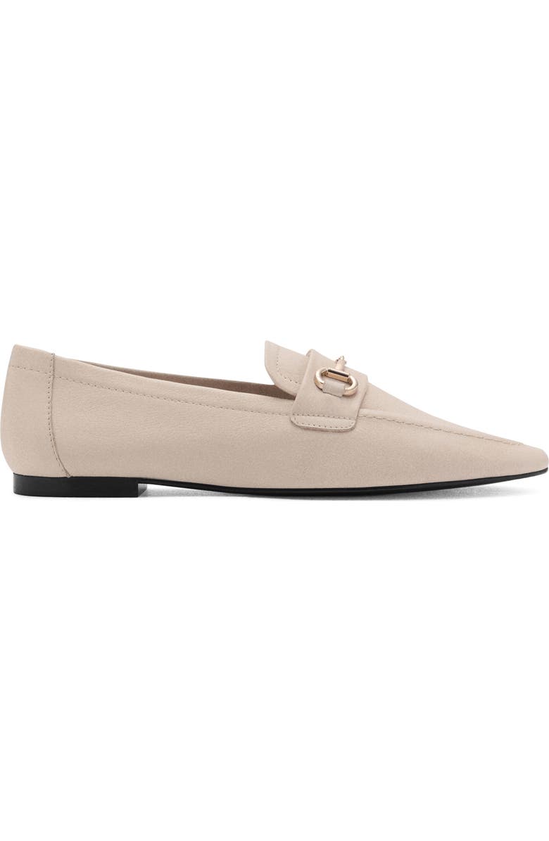 MANGO Buckle Leather Moc-Toe Flat, Alternate, color, Pale Beige