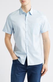 Nordstrom Solid Short Sleeve Stretch Button-Up Shirt