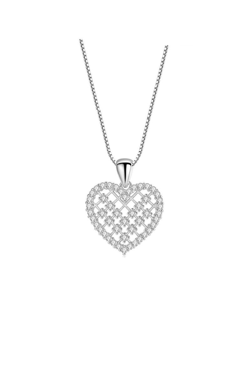 Crystal Heart Necklace, Main, color, Silver
