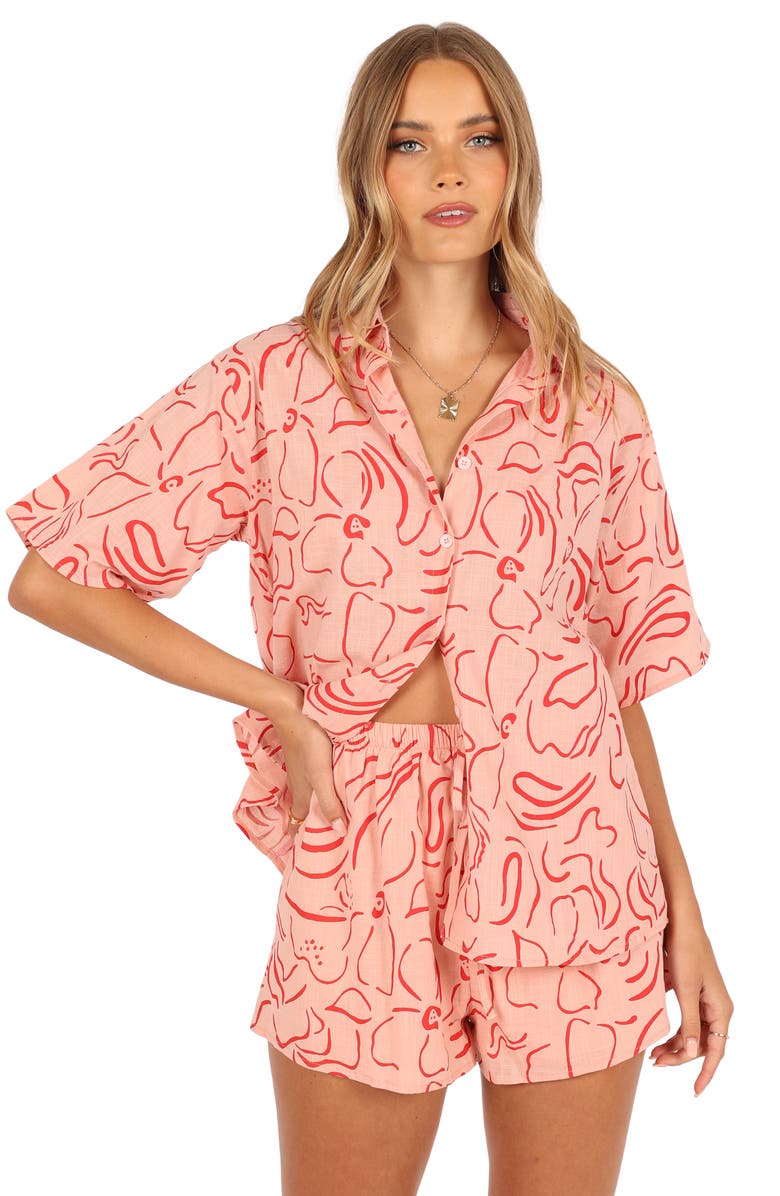 Petal & Pup Flower Power Cotton Button-Up Shirt & Shorts Set, Alternate, color, 