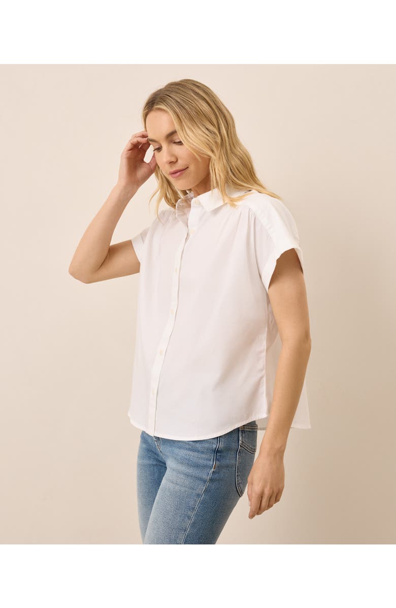 Pact Organic Cotton All Day Poplin Shirred Shirt, Alternate, color, White