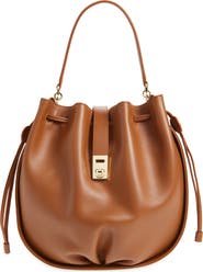 FERRAGAMO Hug Leather Bucket Bag