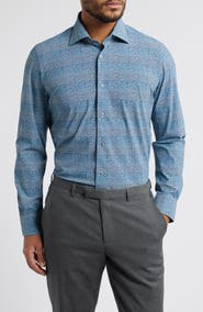 Zanella Downing Glen Plaid Knit Nylon Blend Dress Shirt