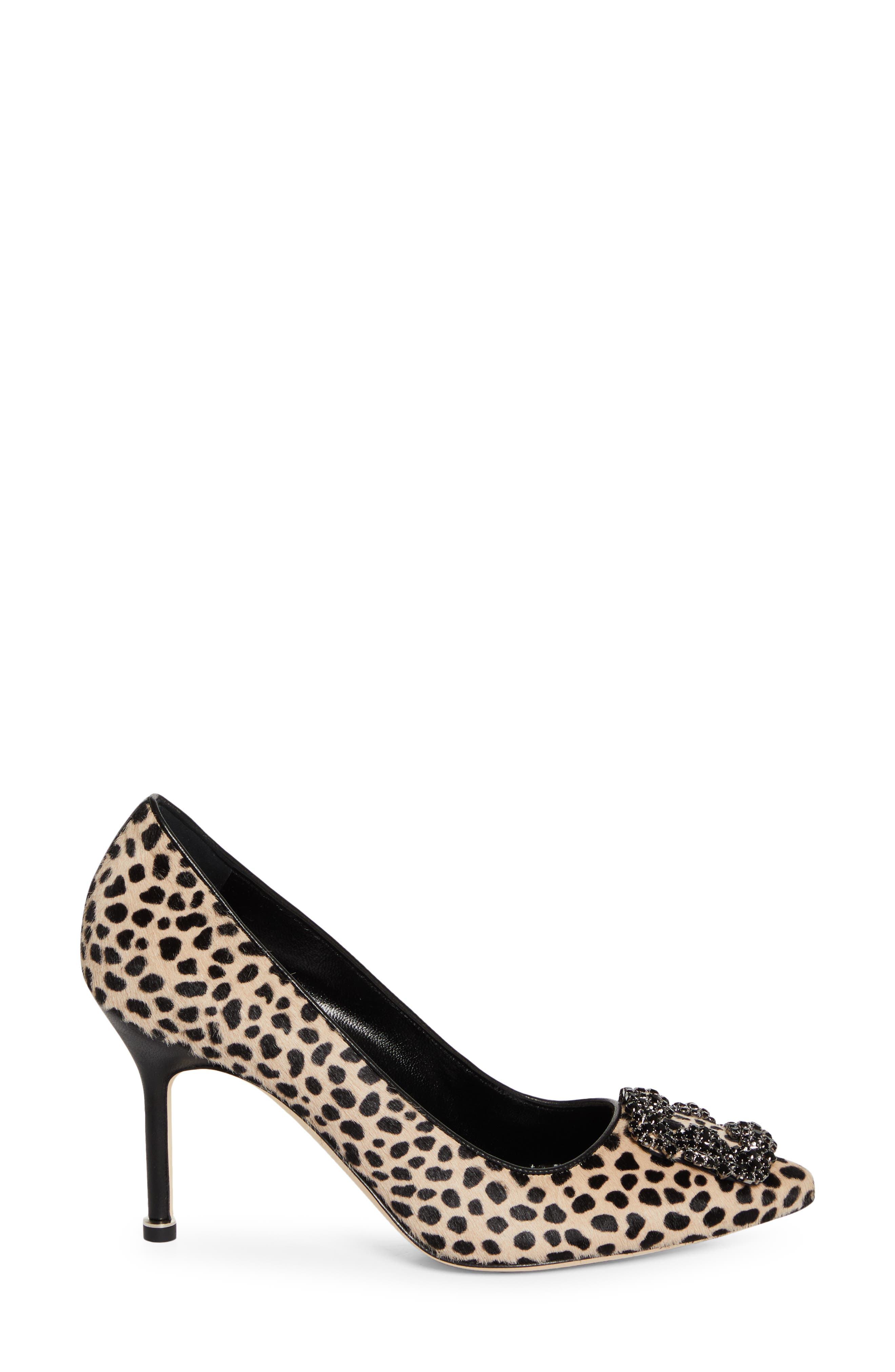 Manolo Blahnik Hangisi Genuine Calf Hair Pump, Alternate, color, Beige/Black Print Calf Hair