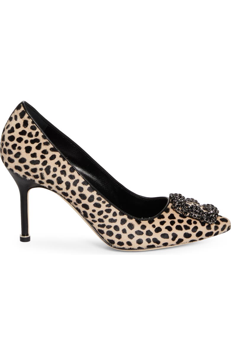 Manolo Blahnik Hangisi Genuine Calf Hair Pump, Alternate, color, Beige/Black Print Calf Hair