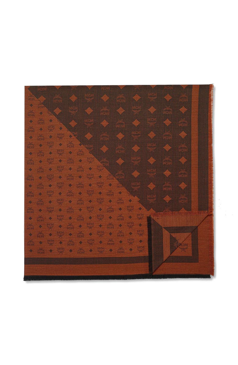 MCM Monogram Shawl in Wool-Silk Jacquard, Alternate, color, 