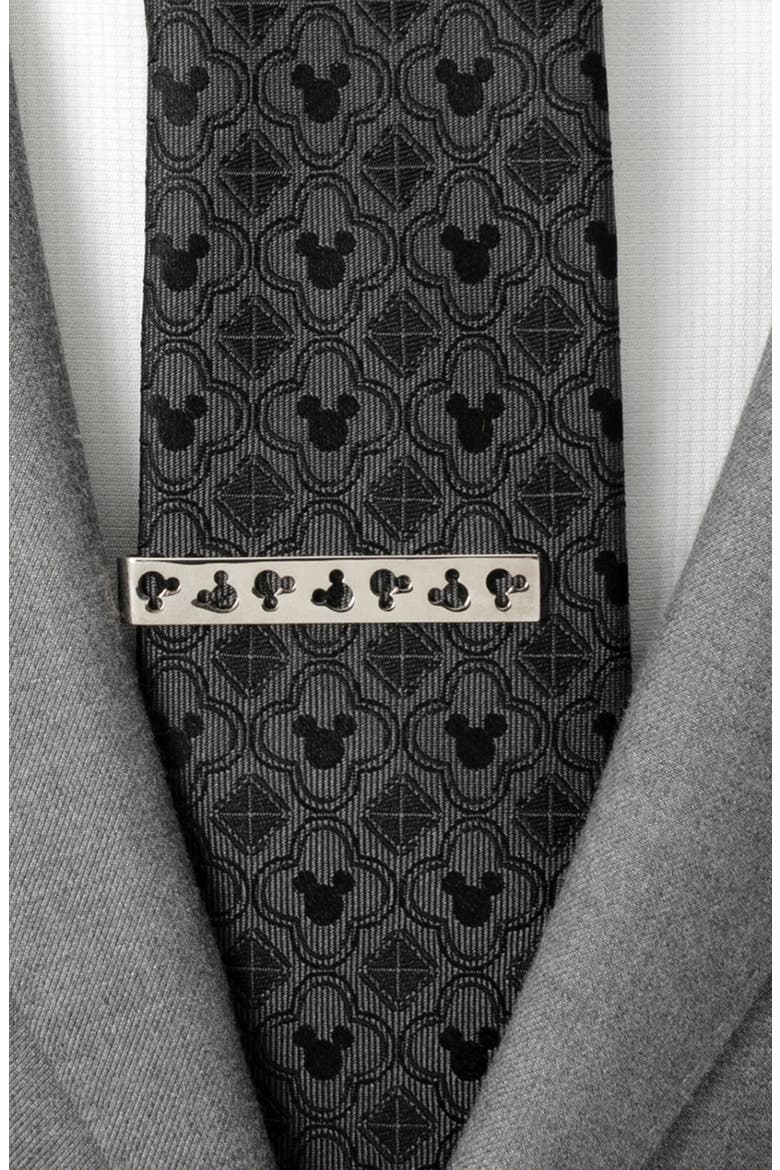 Mickey Mouse Silhouette Cutout Tie Bar, Alternate, color, SILVER
