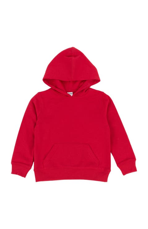 Kids Pullover Hoodie, Cotton Blend, Kangaroo Pocket, Solid Colors