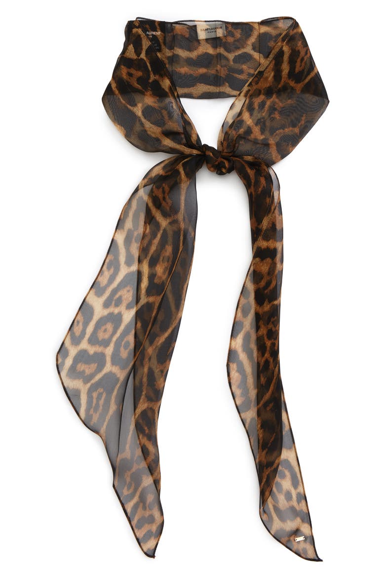 Grand Lavalliere Silk Scarf, Alternate, color, LEOPARD