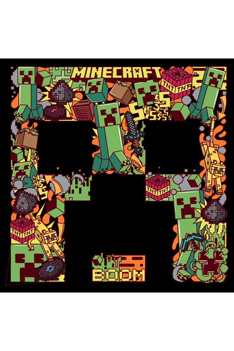 Boy's Minecraft Creeper Collage  Graphic T-Shirt, Alternate, color, Black
