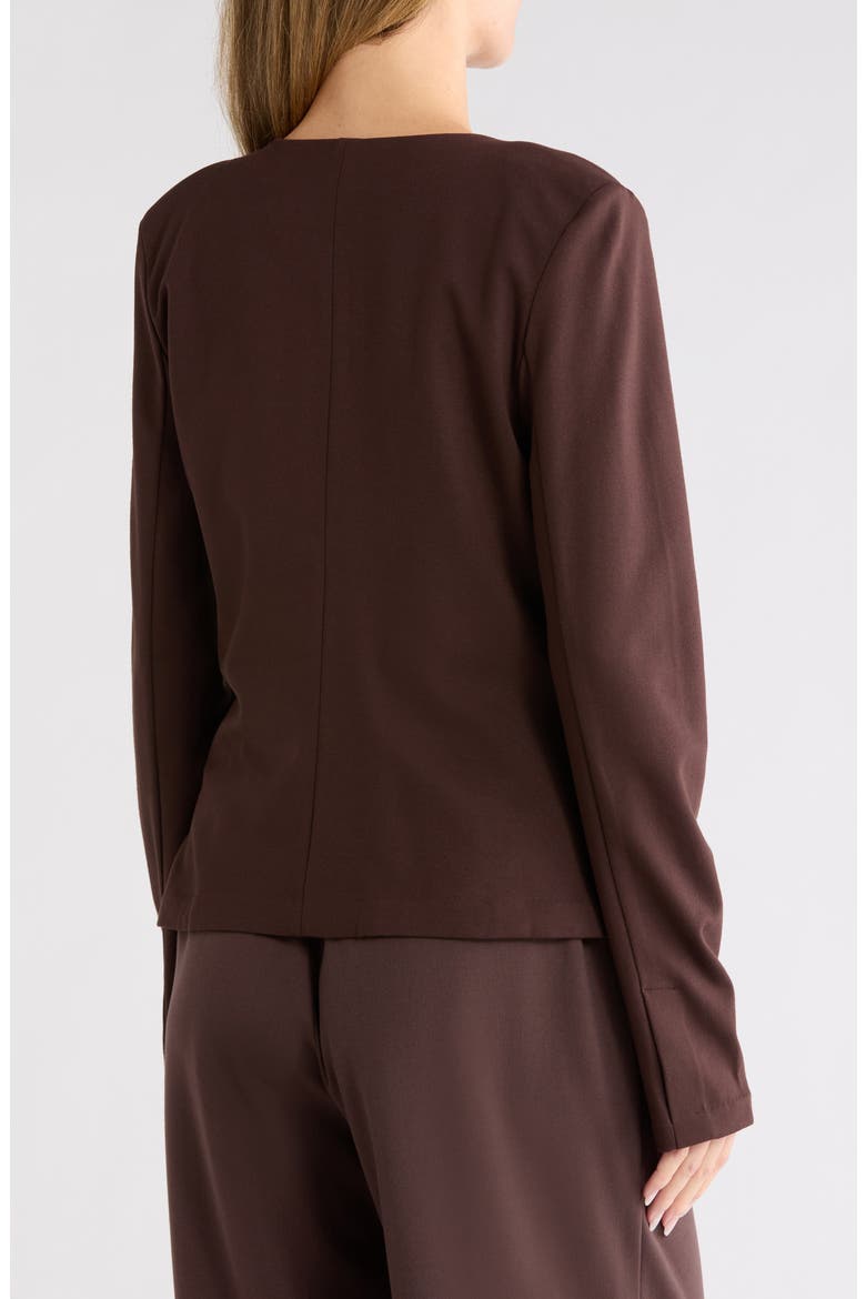 Collarless Cutaway Ponte Jacket, Alternate, color, BROWN COFFEE