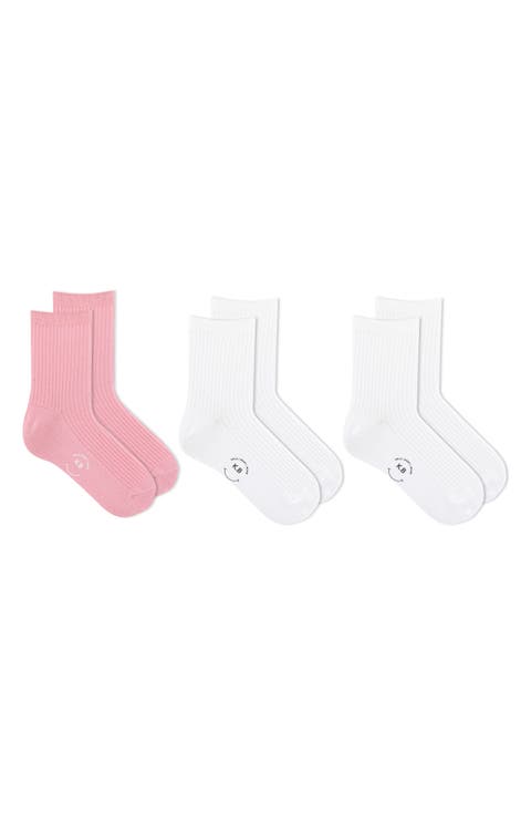 3-Pack Ribbed Short Crew Socks