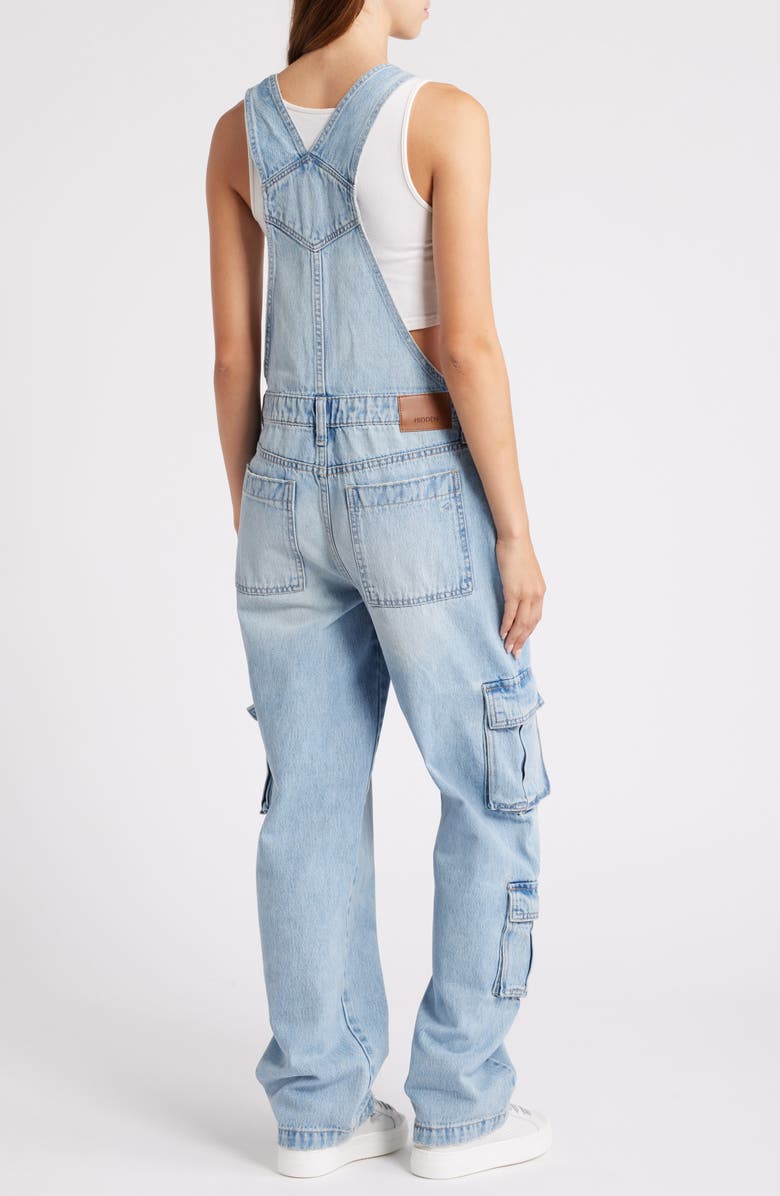 HIDDEN JEANS Baggy Denim Cargo Overalls, Alternate, color, 