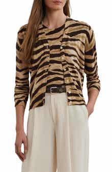 Lauren Ralph Lauren Zebra Stripe Linen & Cotton Cardigan
