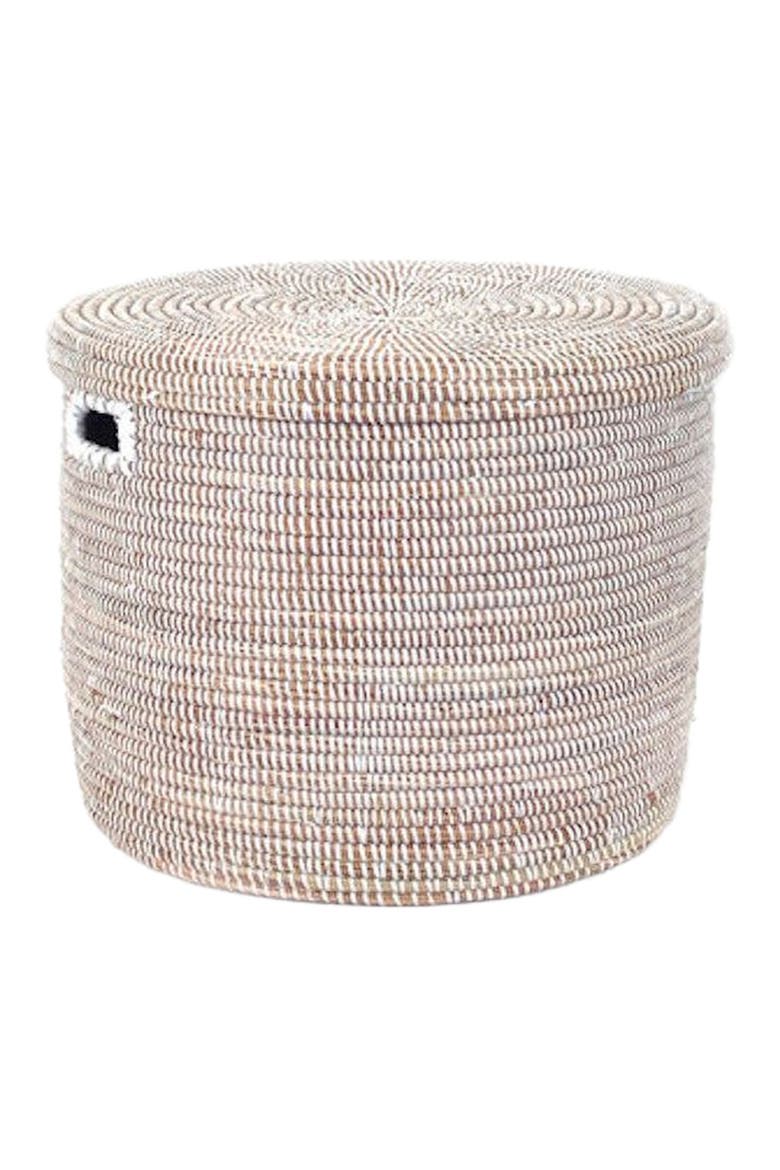 Flat Lid Storage Basket Monochrome Low Storage, Main, color, White