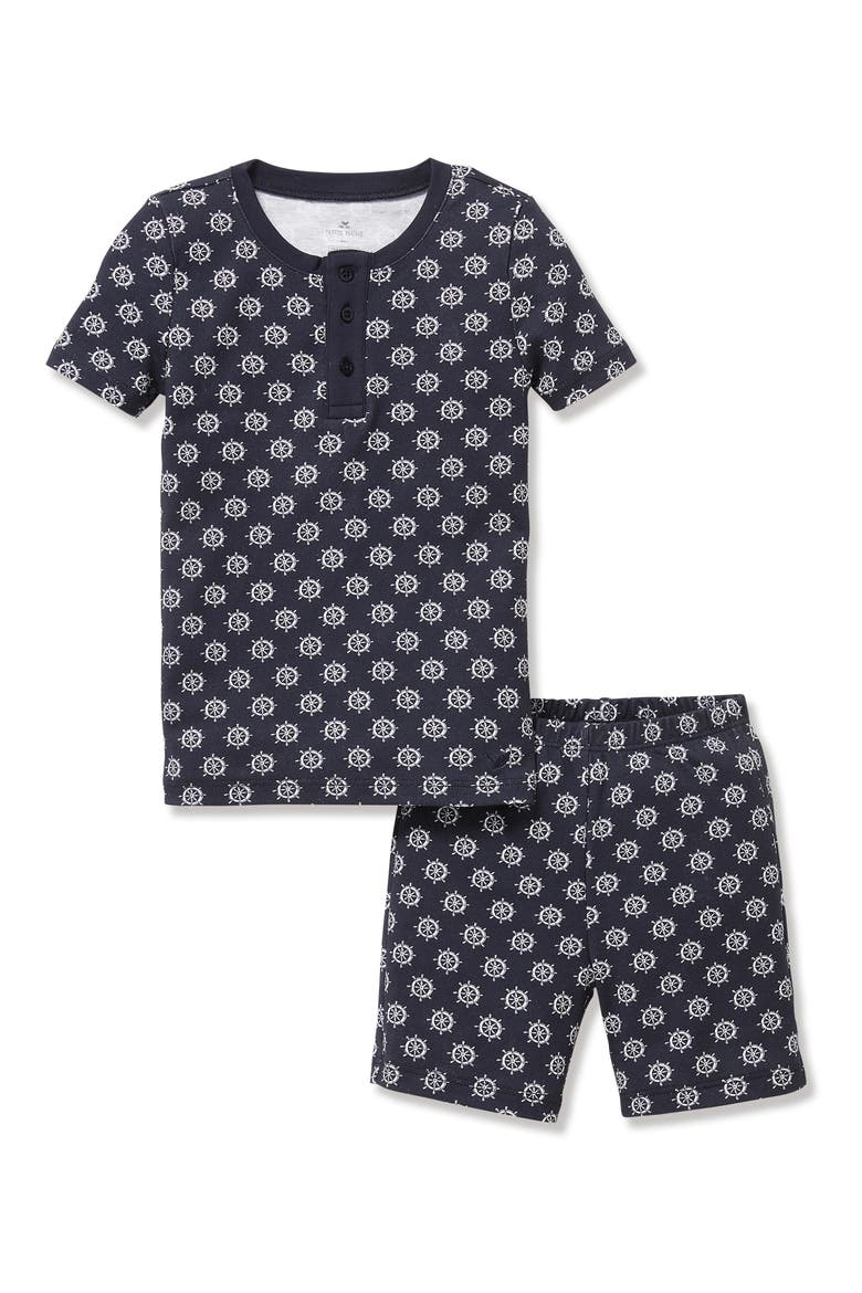 Kids' Captain's Compass Fitted Two-Piece Pima Cotton Short Pajamas, Main, color, NAVY