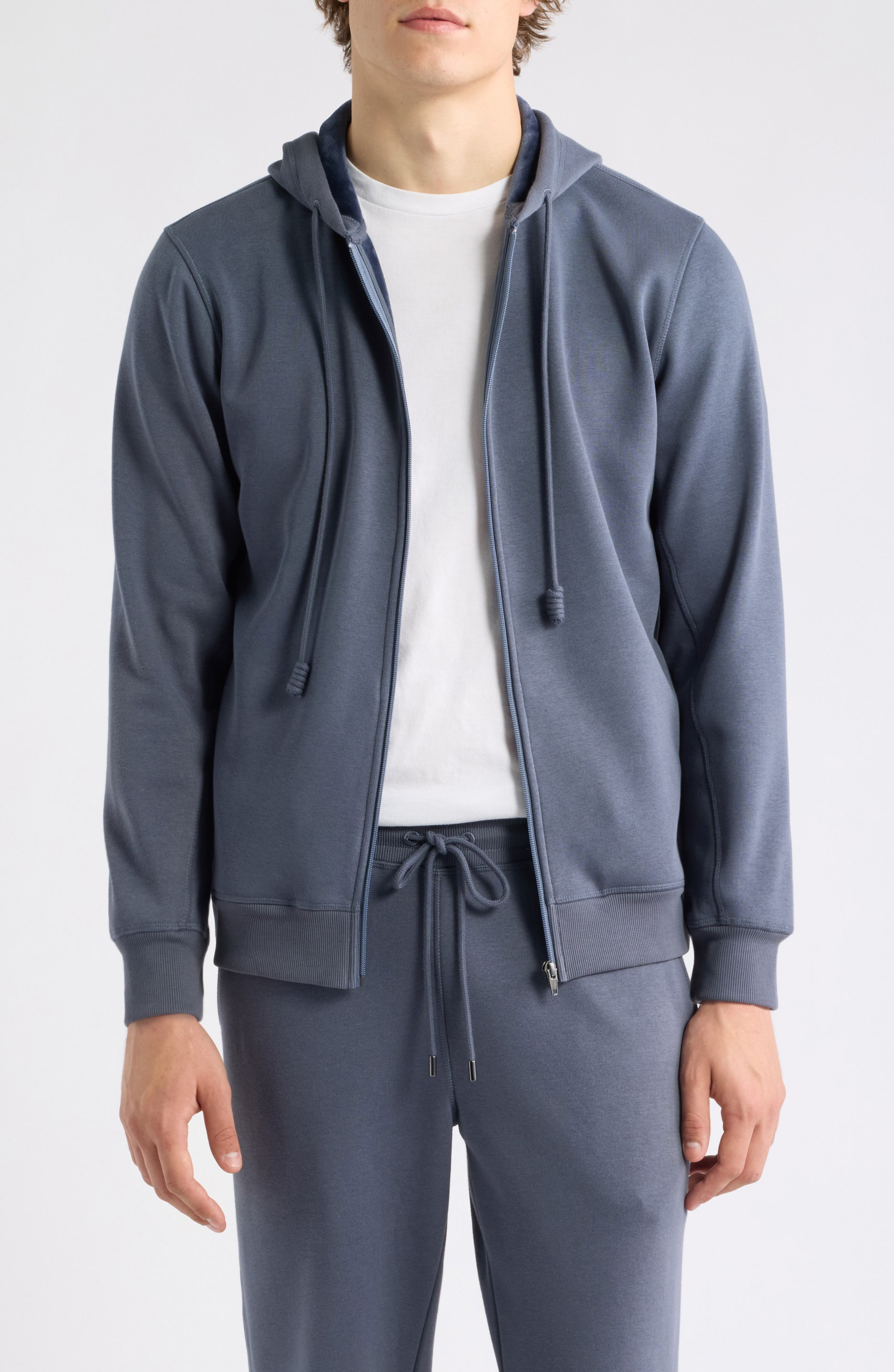 Daniel Buchler Velour Lined Full Zip Hoodie (Men) | Nordstrom
