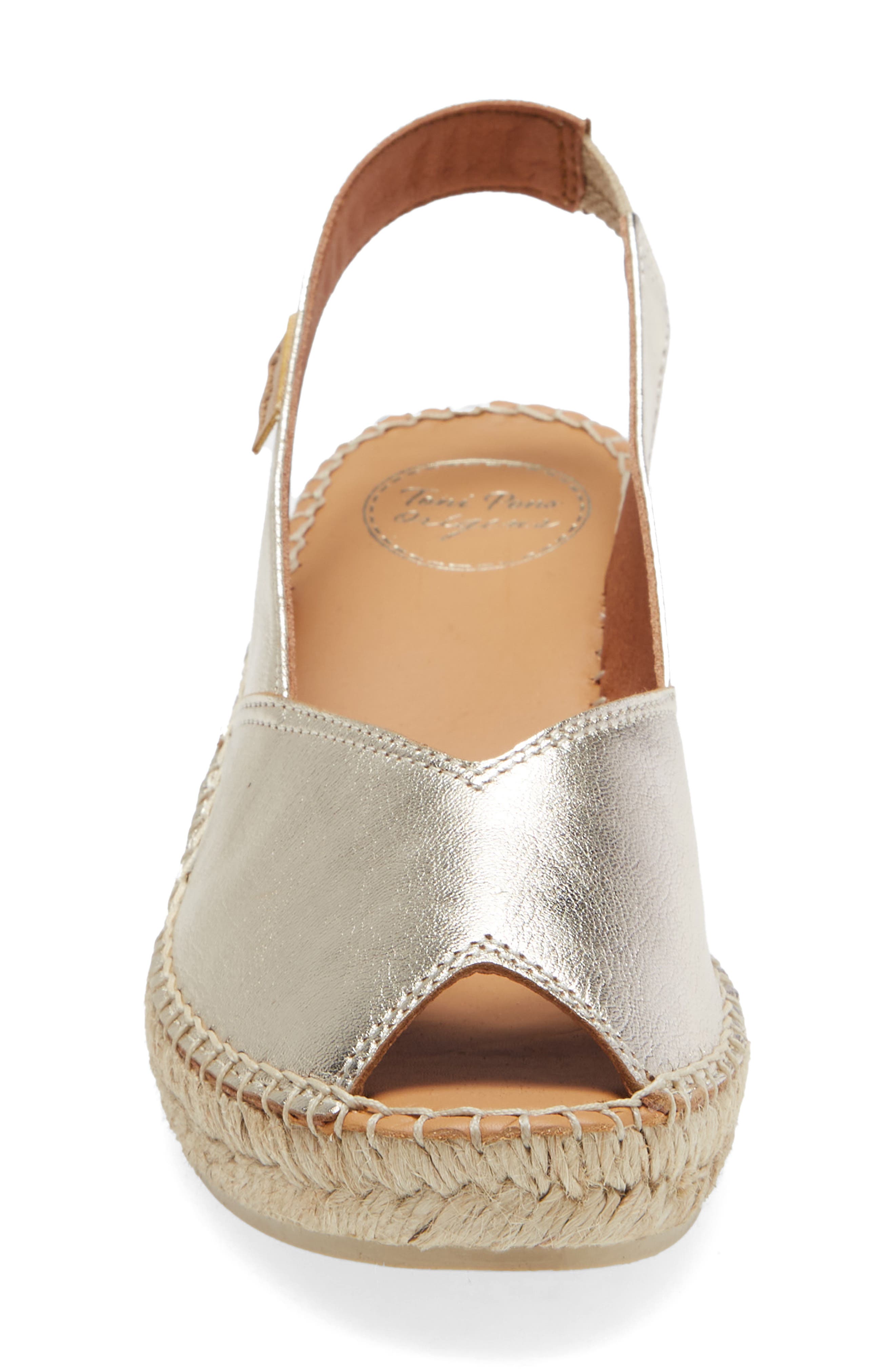 Bernia Espadrille Wedge, Alternate, color, PLATINUM LEATHER