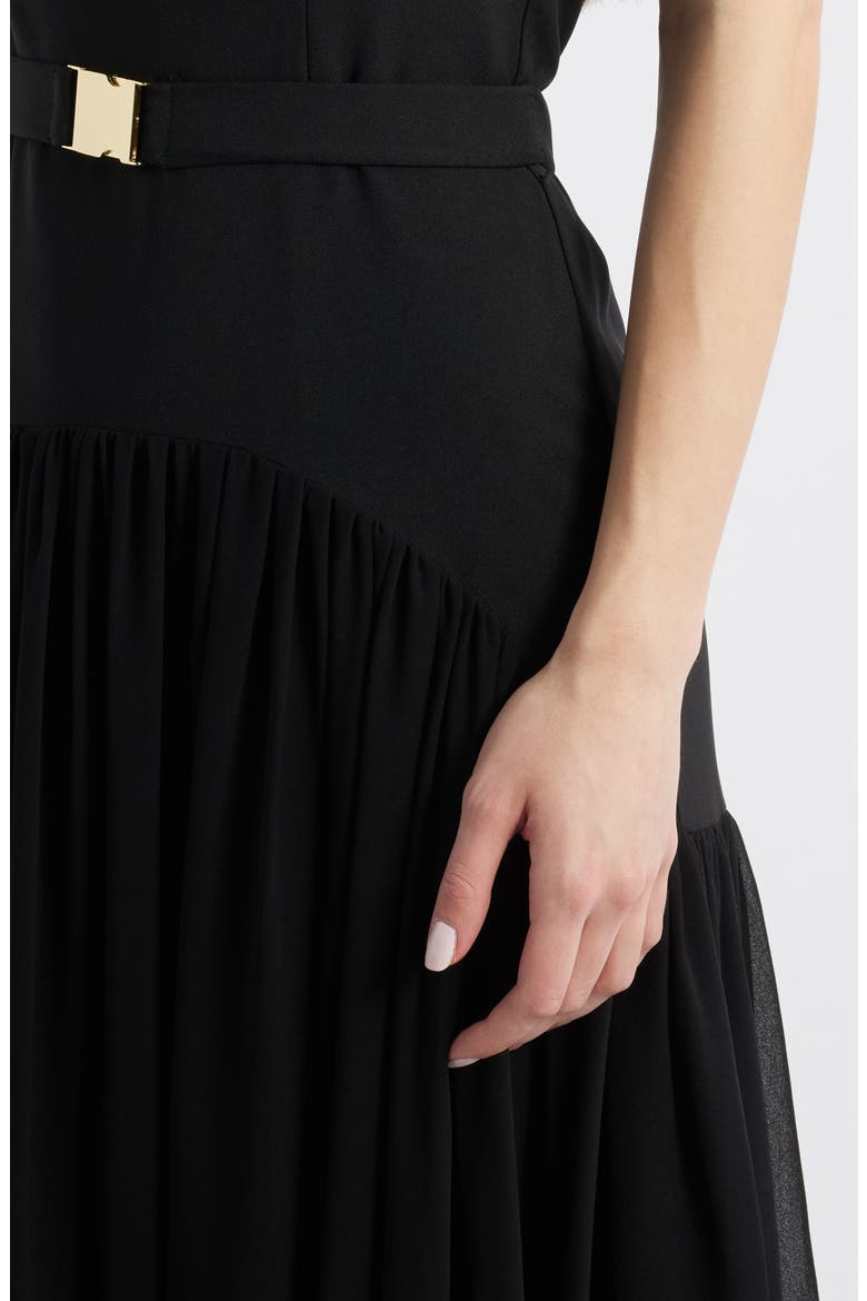 Aza A-Line Halter Dress, Alternate, color, BLACK