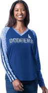 G-III 4HER BY CARL BANKS Women's G-III 4Her by Carl Banks Royal Los Angeles Dodgers Top Dog Raglan Long Sleeve V-Neck T-Shirt