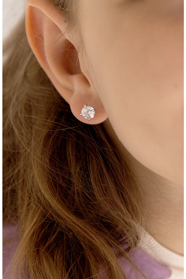 Prong Set Stone Earrings, Alternate, color, Silver