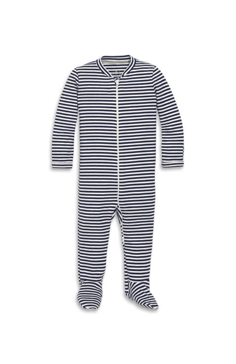 Baby Organic Zip Footie In Stripe
