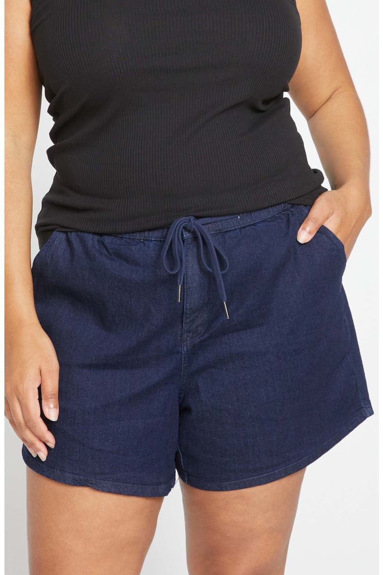 Marche Tie Waist Denim Shorts, Main, color, DARK INDIGO